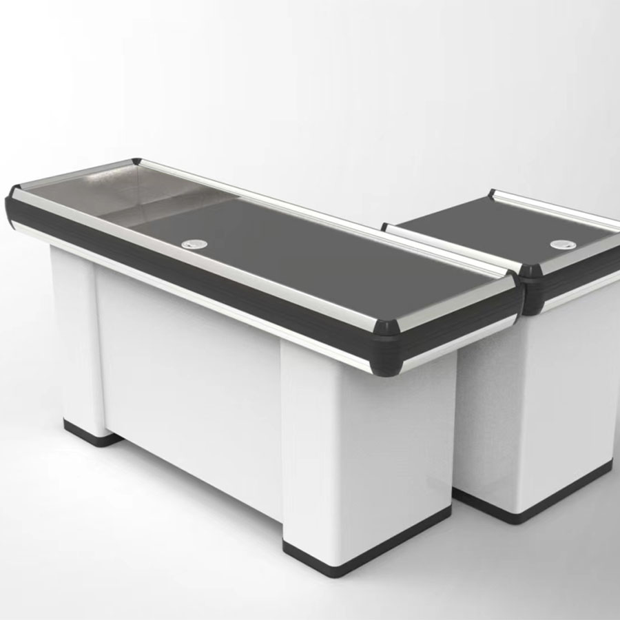 Customizable Luxurious White Gold MDF Board Checkout Counter New Design Supermarket Clothes Store Decoration Custom Size Options