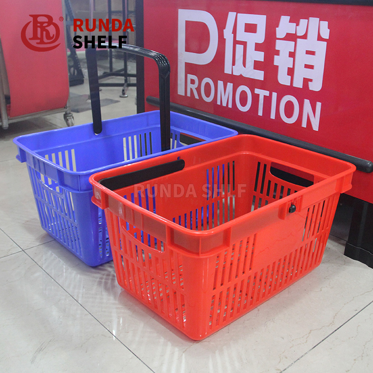 RD-HB-09 Supermarket Shopping Cart Used PP Material Shopping Baskets with Wheels