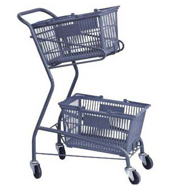 Australia-Style Foldable Metallic Shopping Trolley/Toy Cart with Steel Mechanism Unfolding Feature 2 Baskets Power Coating