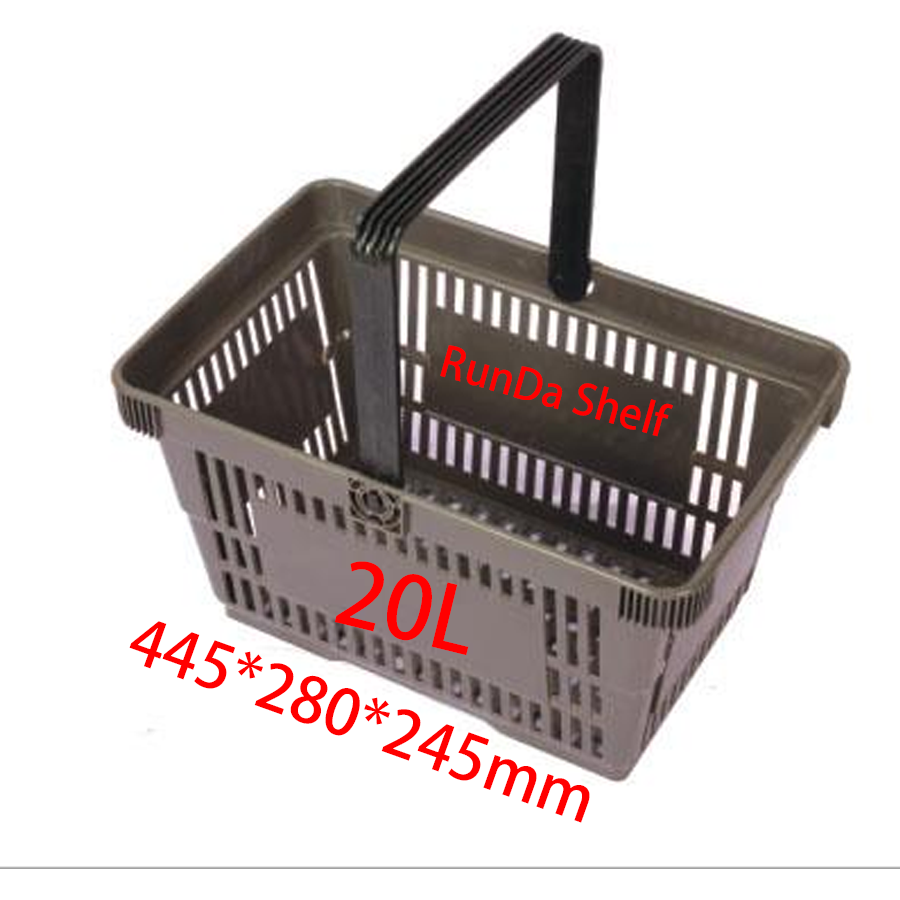 Supermarket High Quality Pink Stackable Shopping Basket Red Blue Green Plastic Stocked PP Shopping Cart