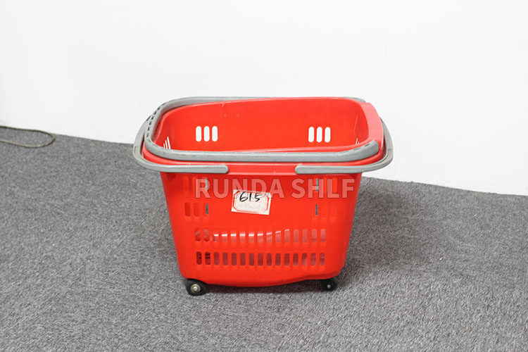 RD-HB-09 Supermarket Shopping Cart Used PP Material Shopping Baskets with Wheels