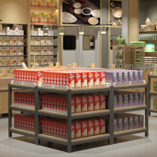 Supermarket Storage Rack with Portable and Foldable Aluminium Table Promotion Counter for Wood and Steel Storage