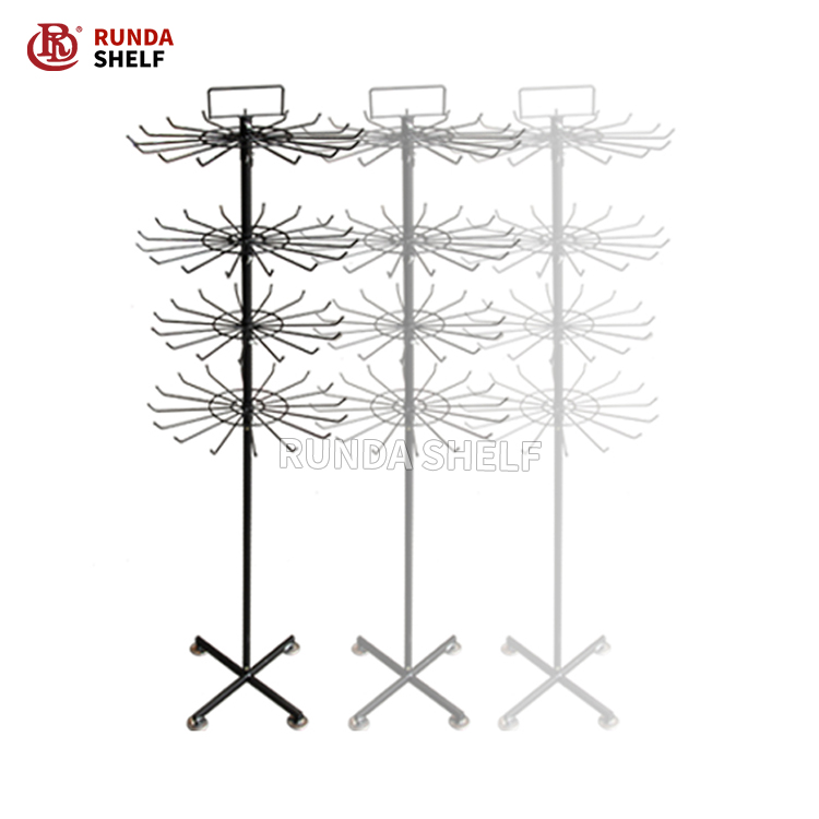 Single-Sided Metal Rotating Rack Light Duty Jewelry Display Stand for Earrings and Bracelets Supermarket Style