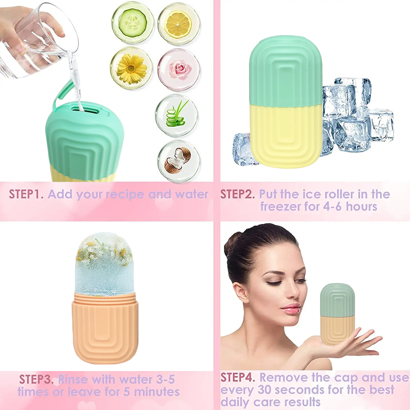 Face Skin Care Facial Ice Mold Cold Therapy Silicone Cooling Facial Massage Ice Roller for Eye Face Body