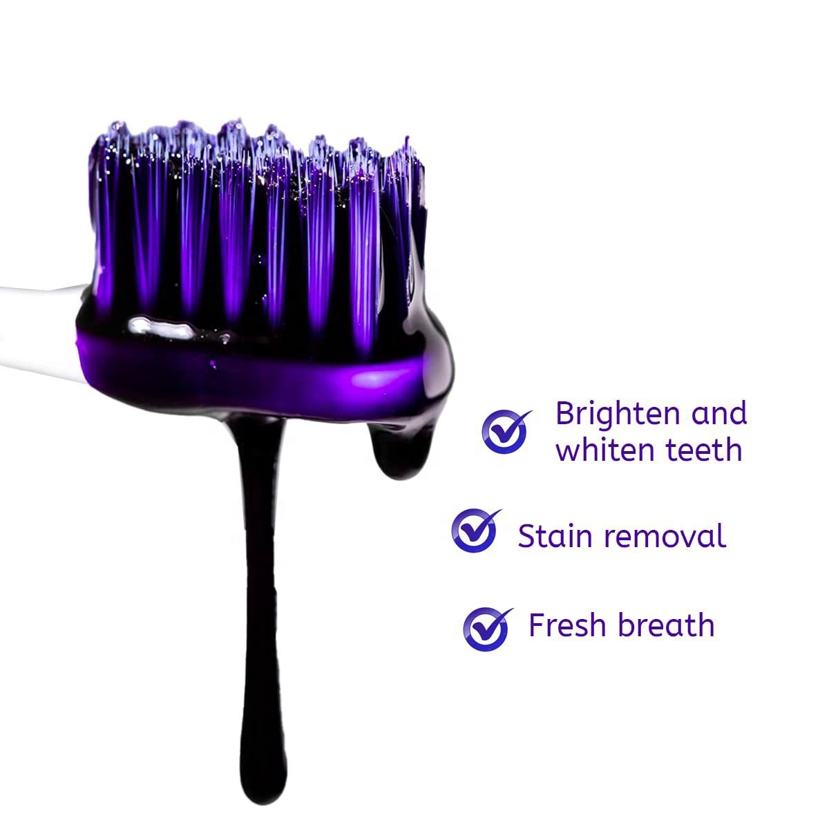 Custom OEM Herbal Purple Teeth Whitening Colour Corrector Foam Toothpaste Peroxide-Free Sensitive Friendly Home Private Label