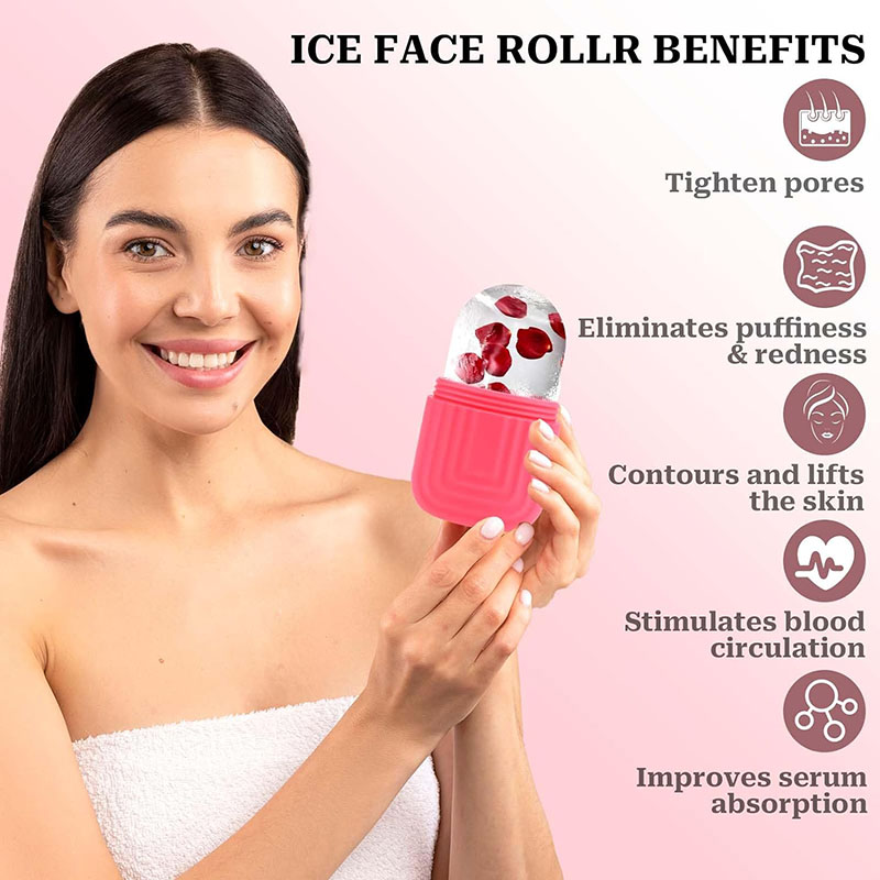 Face Skin Care Facial Ice Mold Cold Therapy Silicone Cooling Facial Massage Ice Roller for Eye Face Body