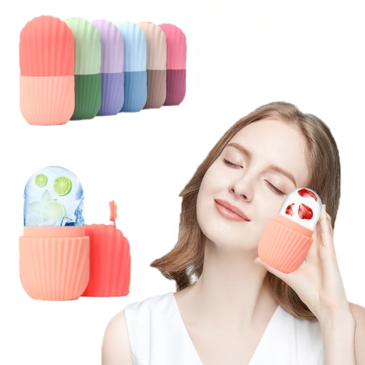 Silicone Ice Facial Rollers Cube Face Contour Eyes Neck Beauty Roller Remove Dark Circle &amp; Pore Shrink Jade Roller for Skin Care