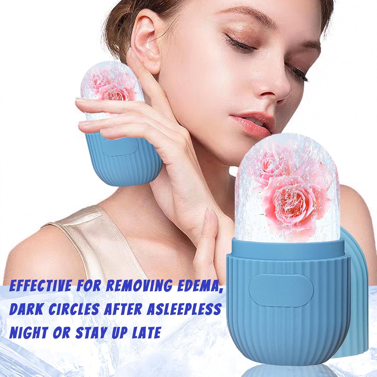 Reusable Silicone Ice Facial Roller Jade Roller for Skin Care Ice Holder and Face Eye Mold