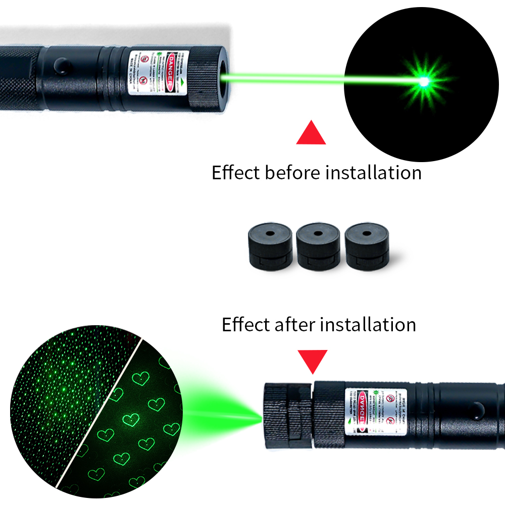 Green Laser Pointer With Battery &amp; Charger, Multi-Function Head, Safety Lock, Focus Adjustable, Ideal For Presentation, Teaching