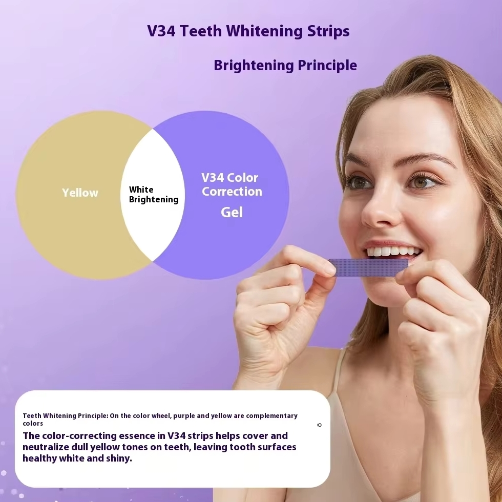 Instant Teeth Strips, Purple, Tooth Stain Treatment, Whitening and Color Correction