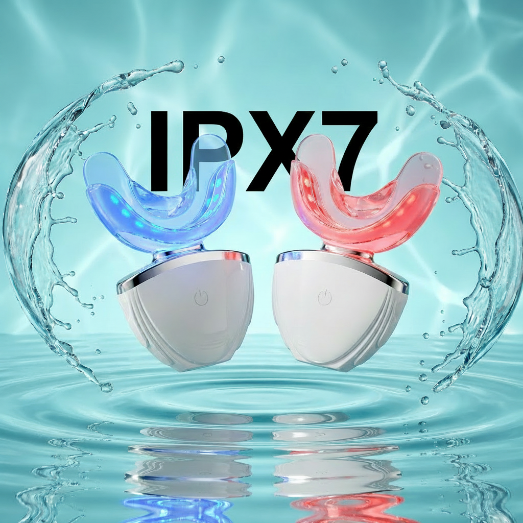 Portable Dental LED Teeth Whitening Kit Red Blue Light Wireless Charging IPX7 Teeth Whitening Device Home Use OEM Private Label