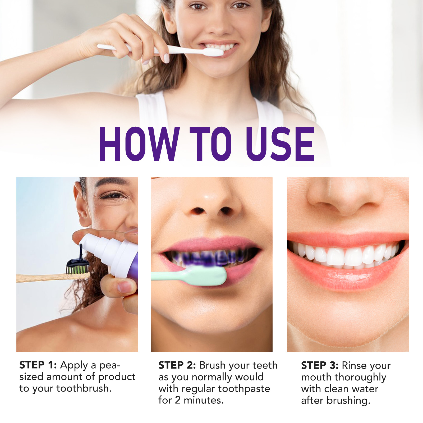 Wholesale Hot Sale 30ml Purple Foam Remove Stains Dental Colour Corrector Teeth Whitening Toothpaste