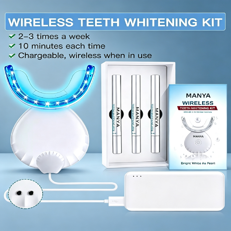 Professional 16 LED Light Wireless Teeth Whitening Kit Rechargeable PAP+ Non Peroxide Gel Home Use Dental Bleaching Set MANYA