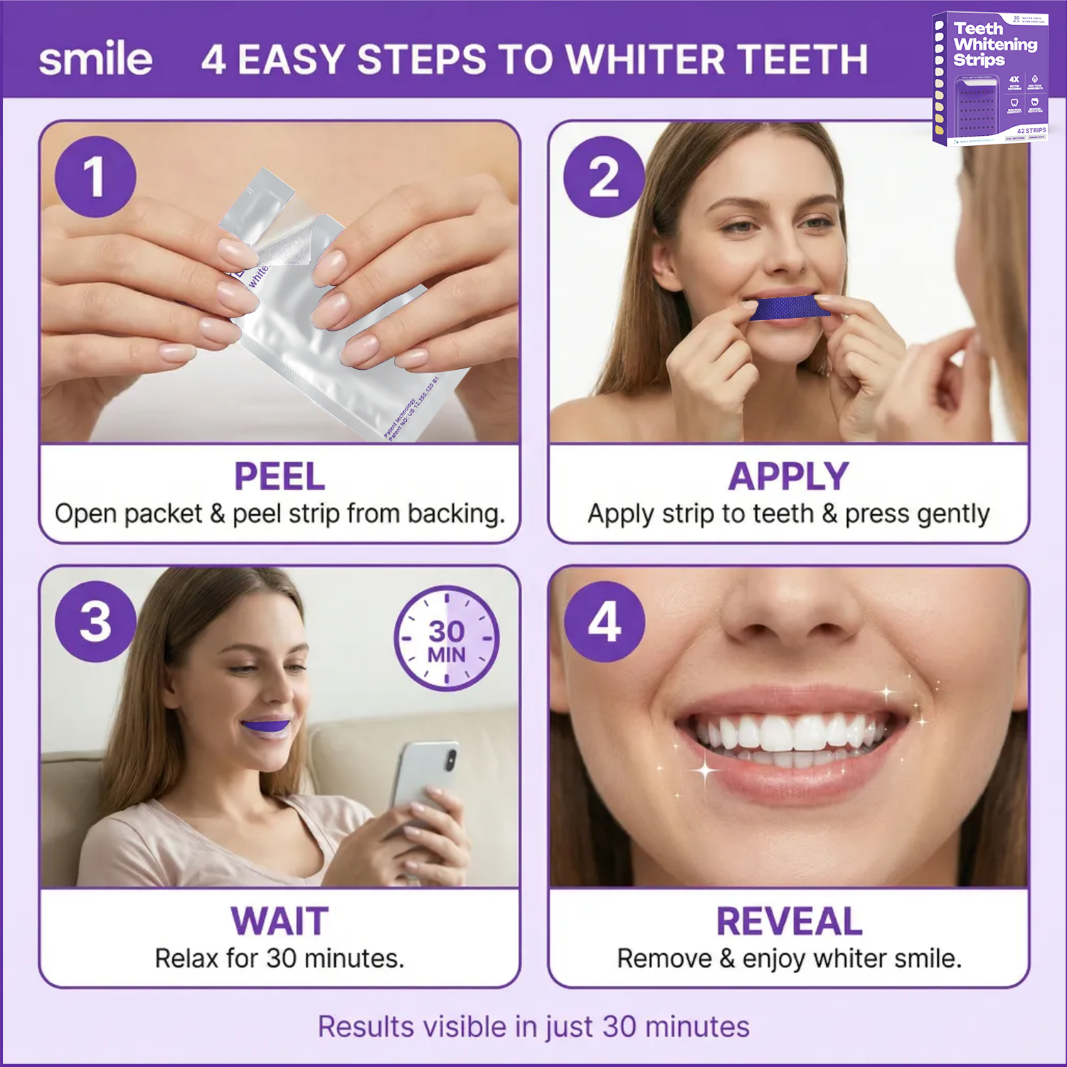 Purple Tooth Whitening Strips Tooth Stain Treatment Purple Teeth Whitening Strips Combining Whitening and Color Correction