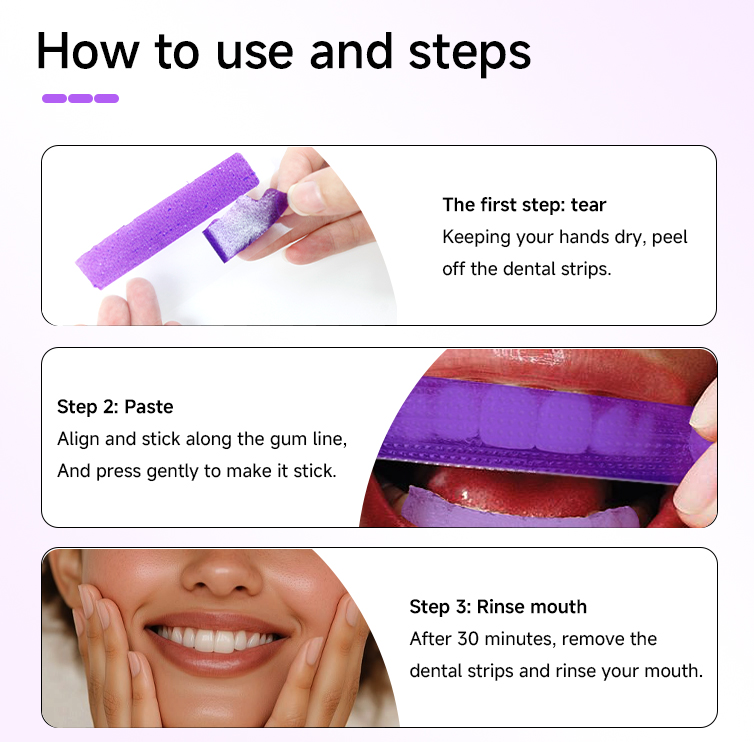 V34 Purple Teeth Whitening Color Correction Instant Brightening Whiten Strips 7 14 Treatment