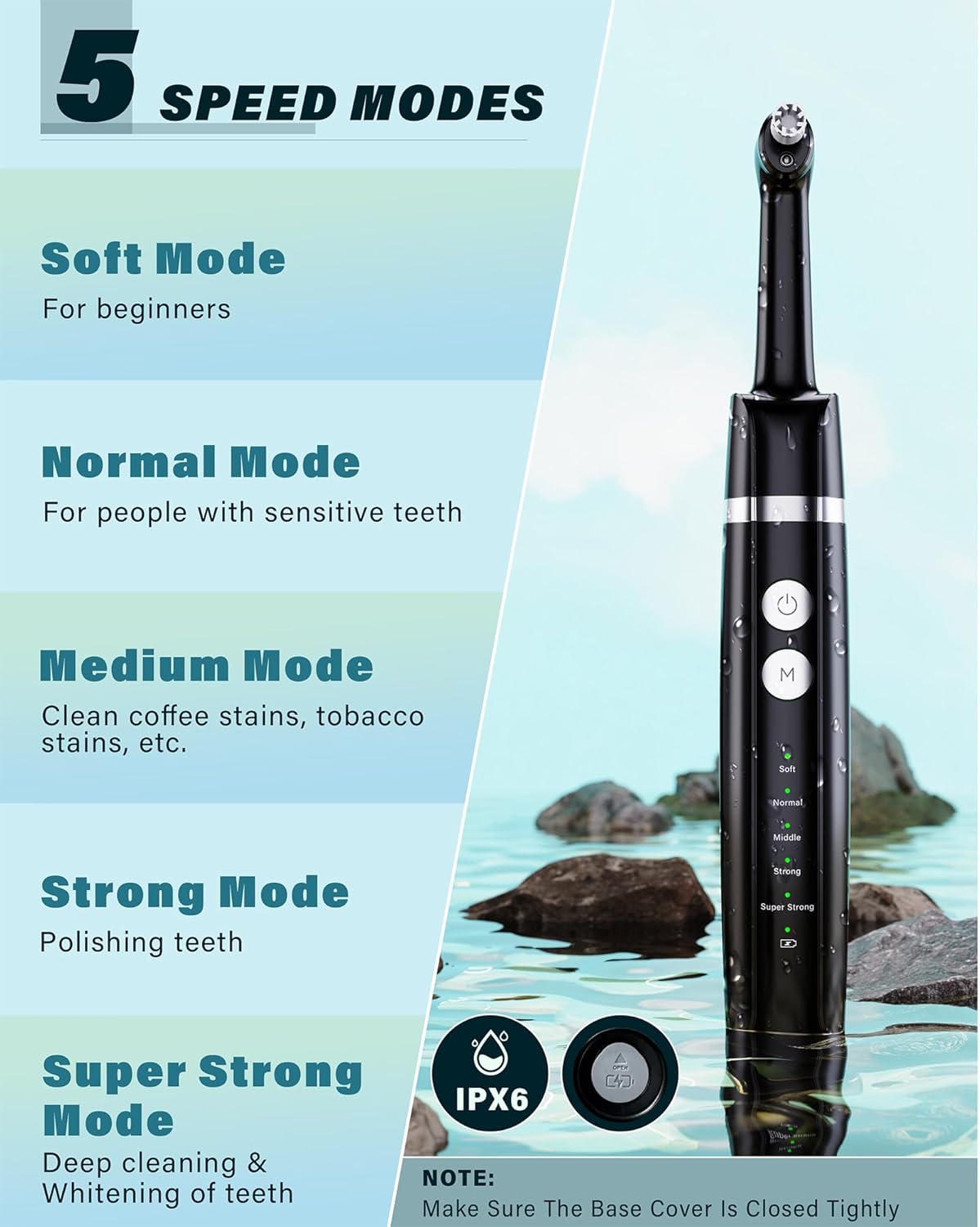 Rechargeable Tooth Whitening &amp; Polishing Kit with 5 Brush Heads LED Light Easy-Use At-Home Dental Care Wholesale Factory