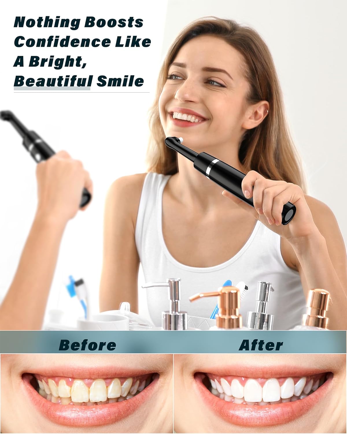 Rechargeable Tooth Whitening &amp; Polishing Kit with 5 Brush Heads LED Light Easy-Use At-Home Dental Care Wholesale Factory