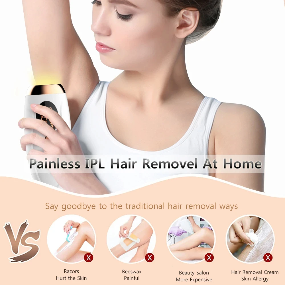 Professional IPL Laser Hair Remover For Women Men 990000 Flashes Painless Permanent Removal For All Body Areas For Household Use