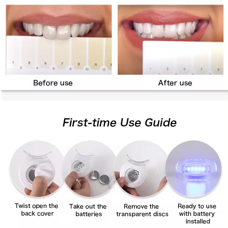 RIJIE SMILE CE Certified Wireless LED Teeth Whitening Kit Cold Light Non-Peroxide Gel 10 Min Timers 5 LED Lamps Luxury Gift Box