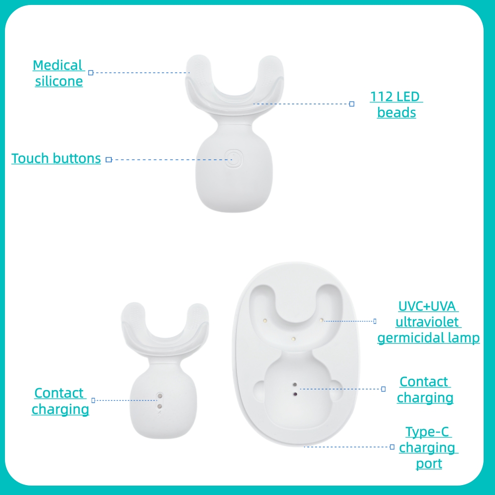 VAROTA WLTMB-112 Teeth Whitening Kit with 112 LED Beads UV Charging Case &amp; PAP Teeth Whitening Gel (ABS Material)