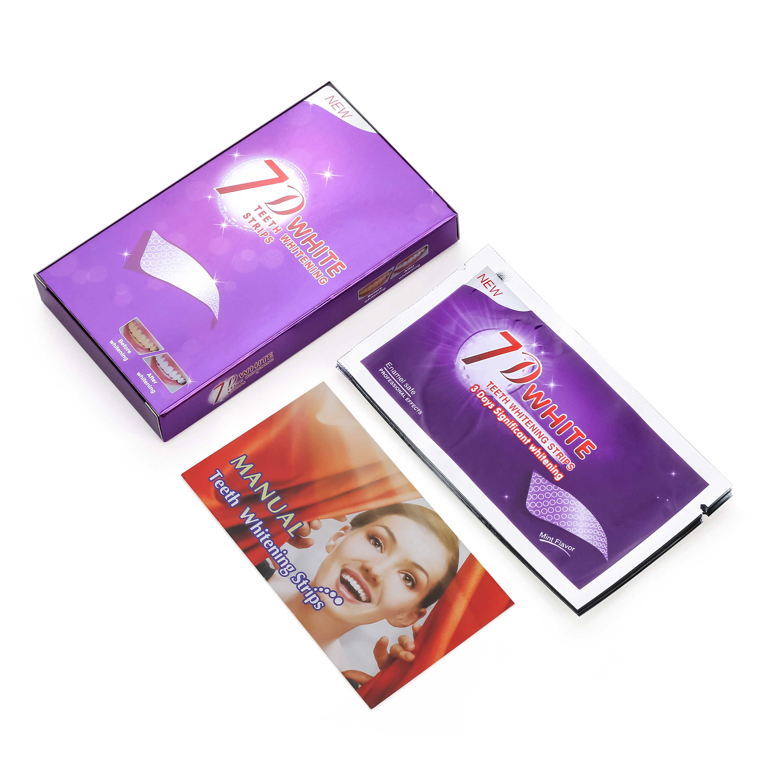 Customized logo Color Corrector 6%HP 10%HP 35%CP 14 Pairs Tooth Whiten Bleaching Purple Teeth Whitening Strips