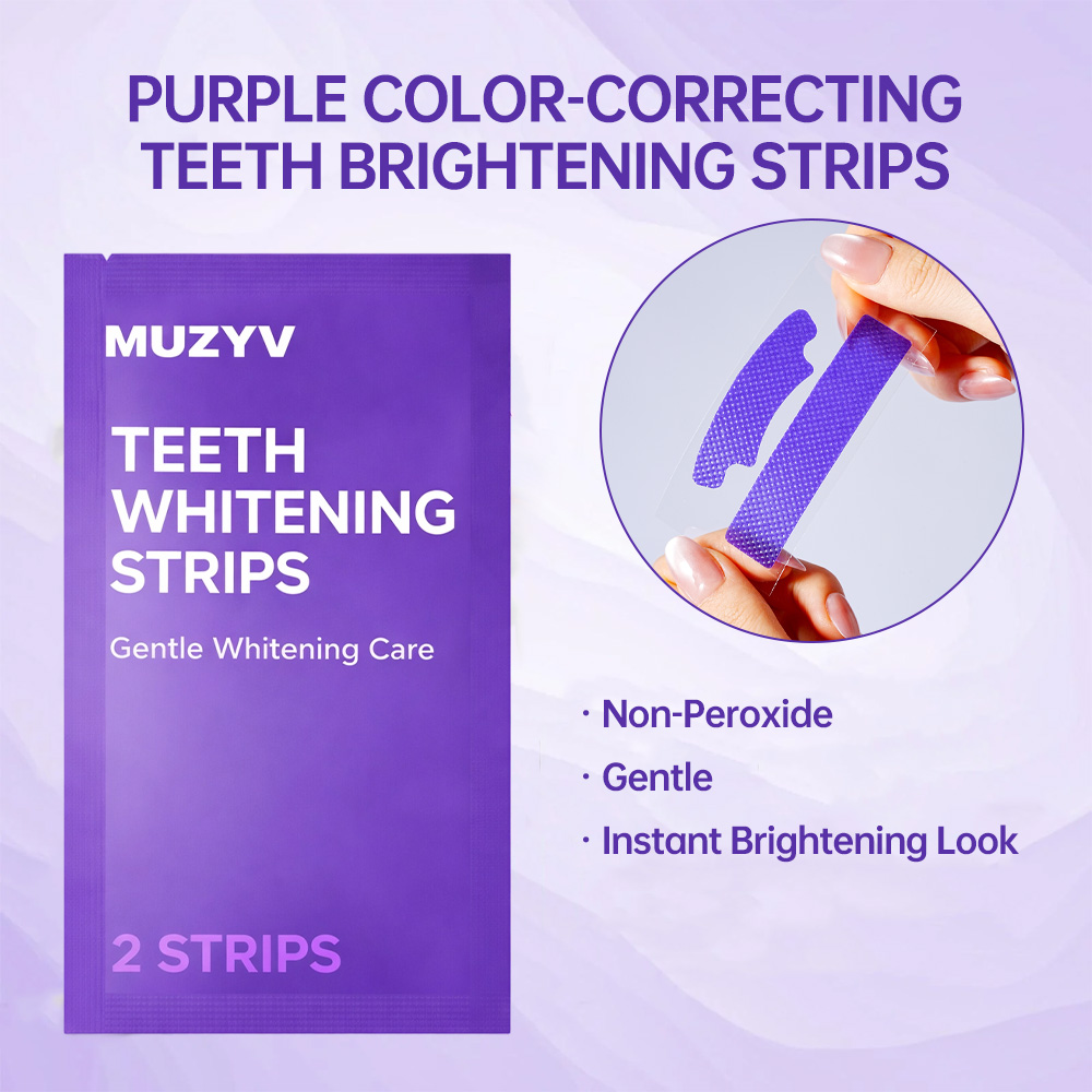Purple Color-Correcting Teeth Brightening Strips Non-Peroxide Formula Gentle Daily Use OEM ODM