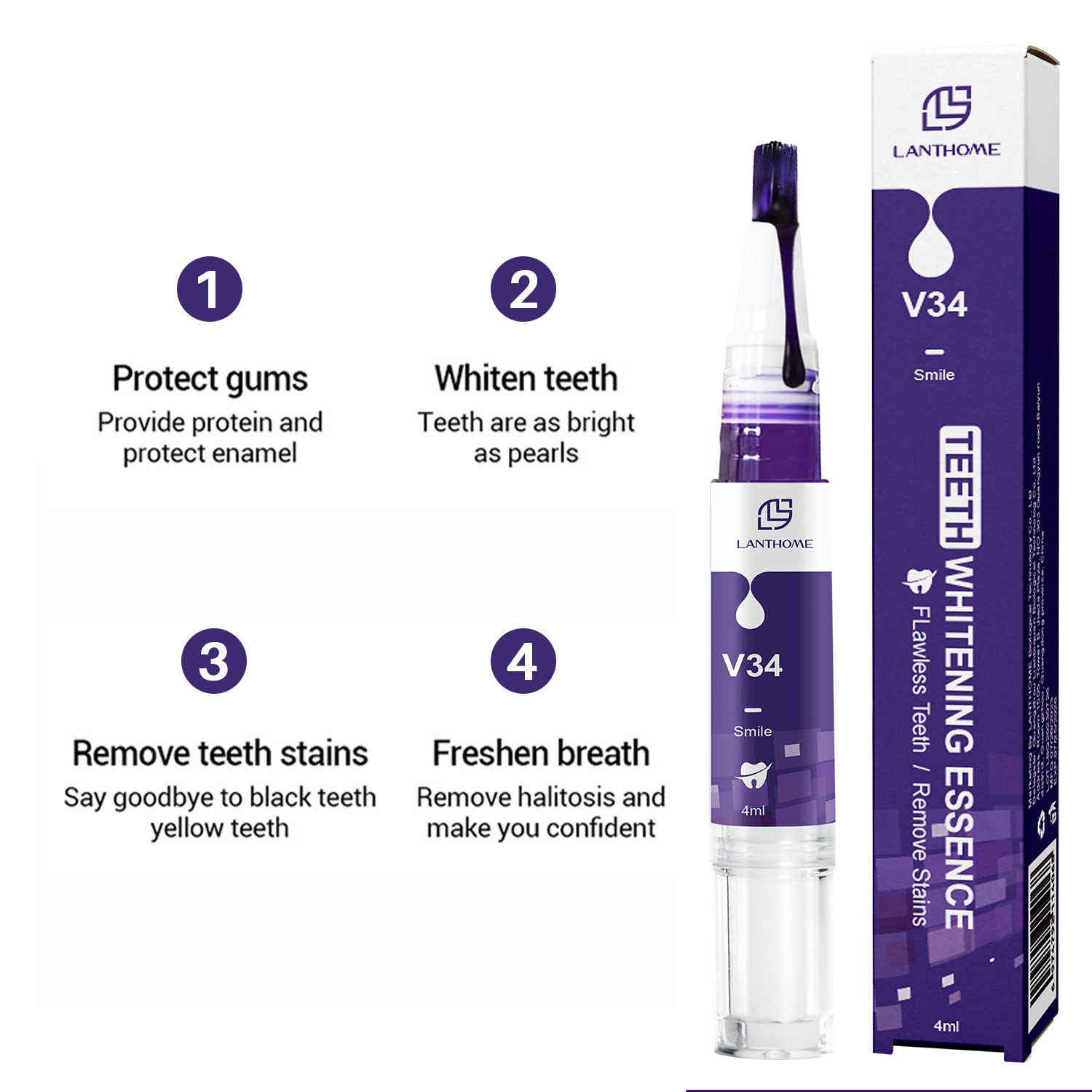 Teeth Whitening Toothpaste Cavity Cleaning Enamel Repair Remove Whitening Corrector Purple Color Stains Teeth Whitening Pen SS