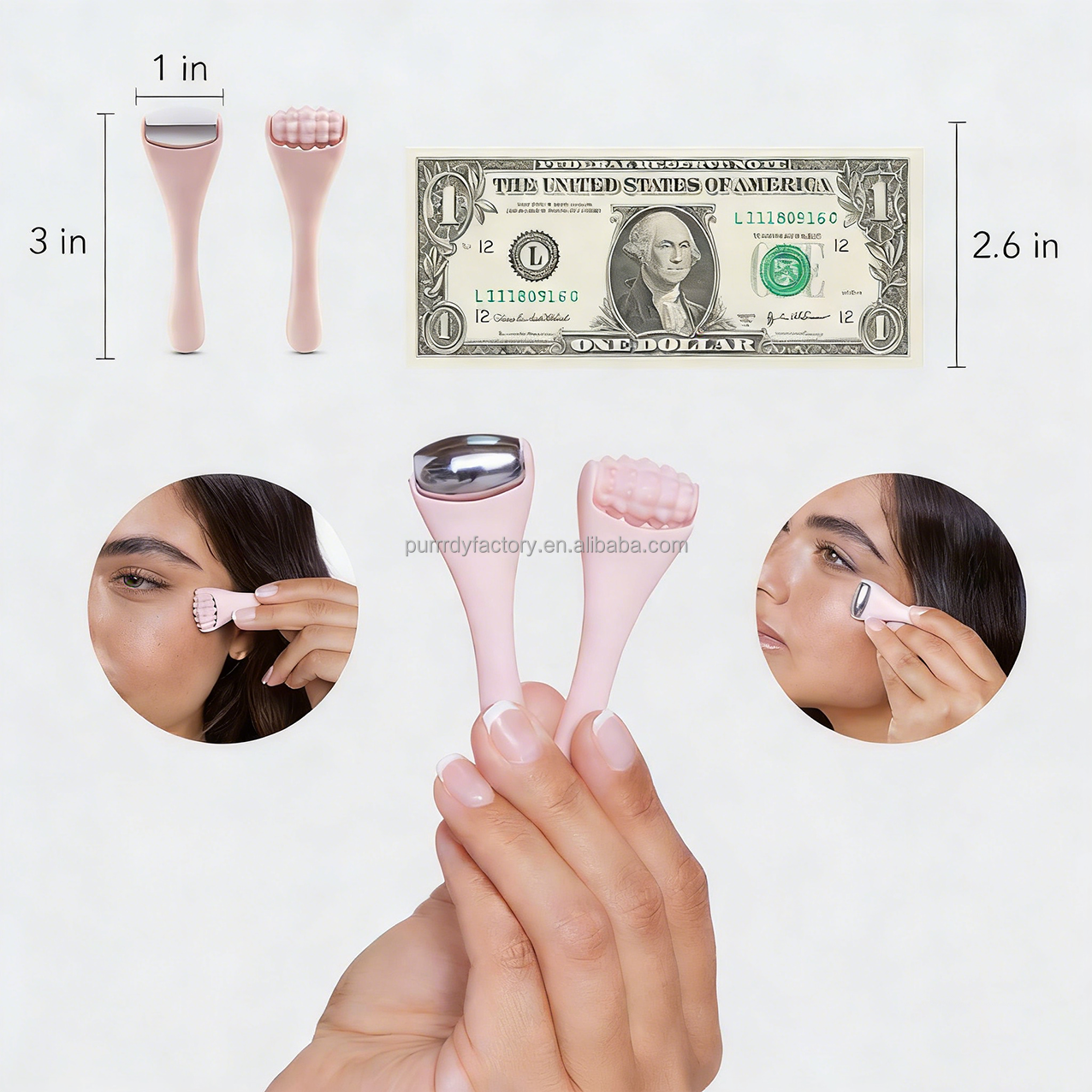 Custom Logo Mini Facial Roller Ice Face Roller Orthotic Skin Care Tool Set for Women Puffy Eyes Cold Therapy Lymphatic Drainage