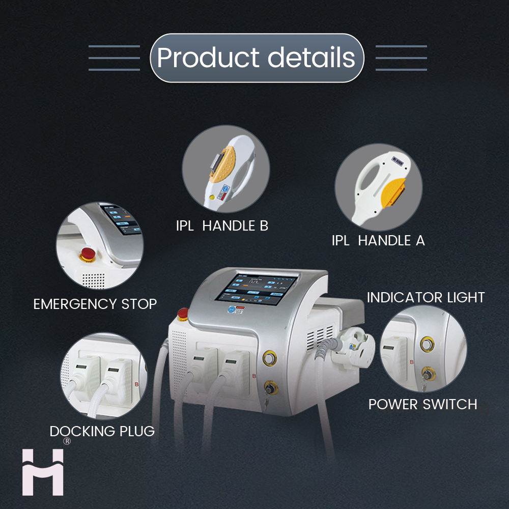 Huamei Professional Touch Screen IPL Laser Hair Removal Machine RF Hair Removal and Skin Care Skin Rejuvenation with Filters