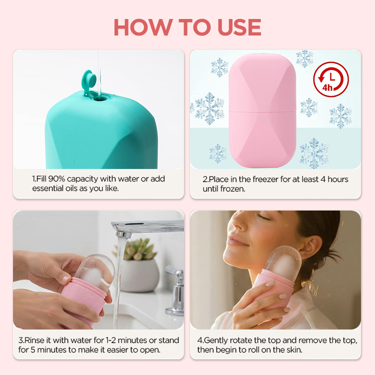 Wholesale Customization Facial Beauty Ice Roller Skin Care Tools Silicone Ice Face Roller
