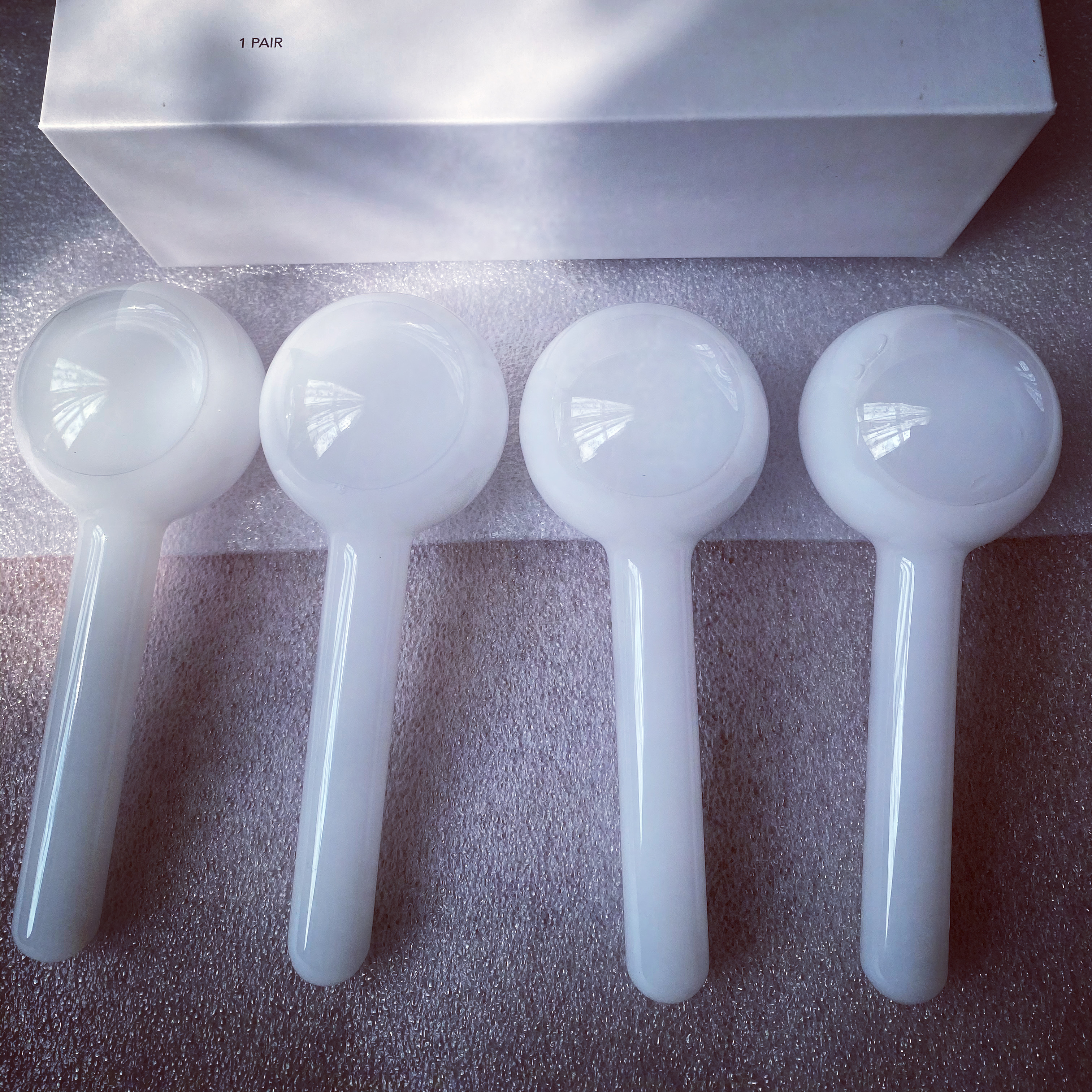 Magic Ice Globes Facial Roller Brown and White Facial Globes Packing 2 Pairs Each Gift Box