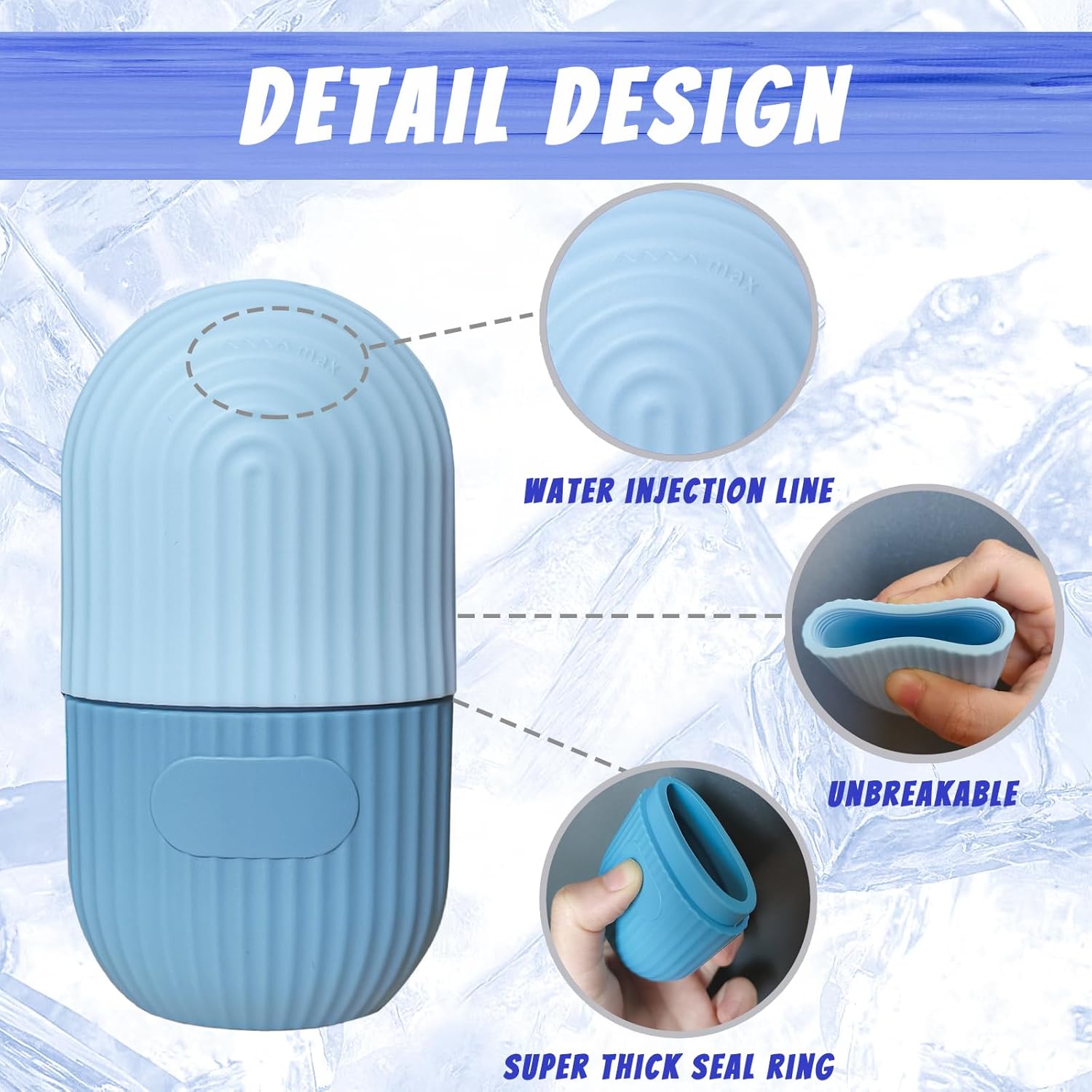Reusable Silicone Ice Facial Roller Jade Roller for Skin Care Ice Holder and Face Eye Mold