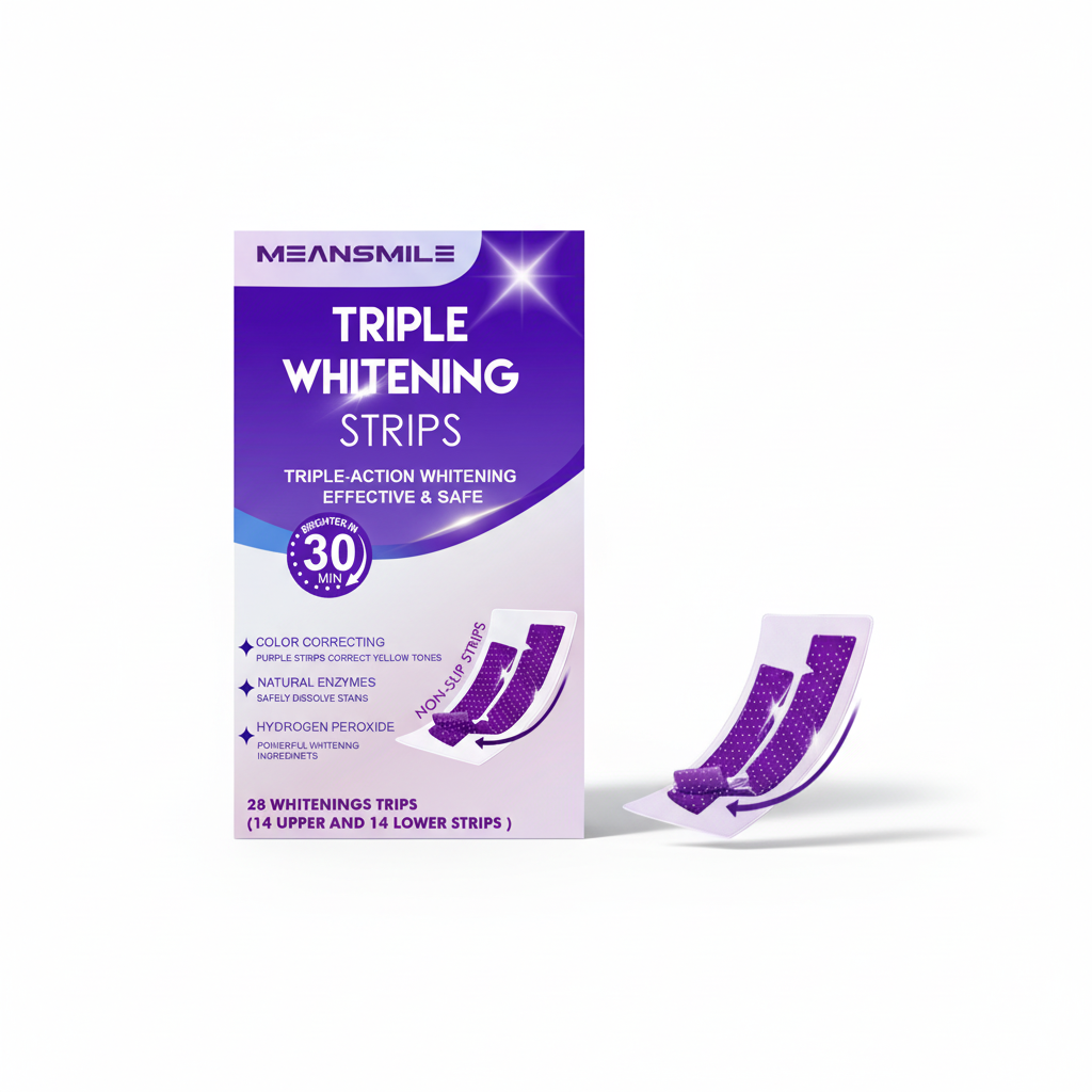 Purple Violet Teeth Whitening14/28 Strips Instant Color Cleaner for Yellow Teeth Peroxide Free Enamel Safe Whitening for Smokers