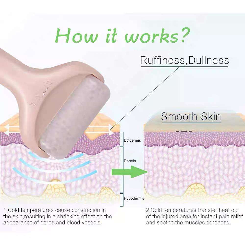 High Quality Cooling Skin Care Pink Ice Roller Face Massager Ice Roller for Face and Eye Skin Ice Roller