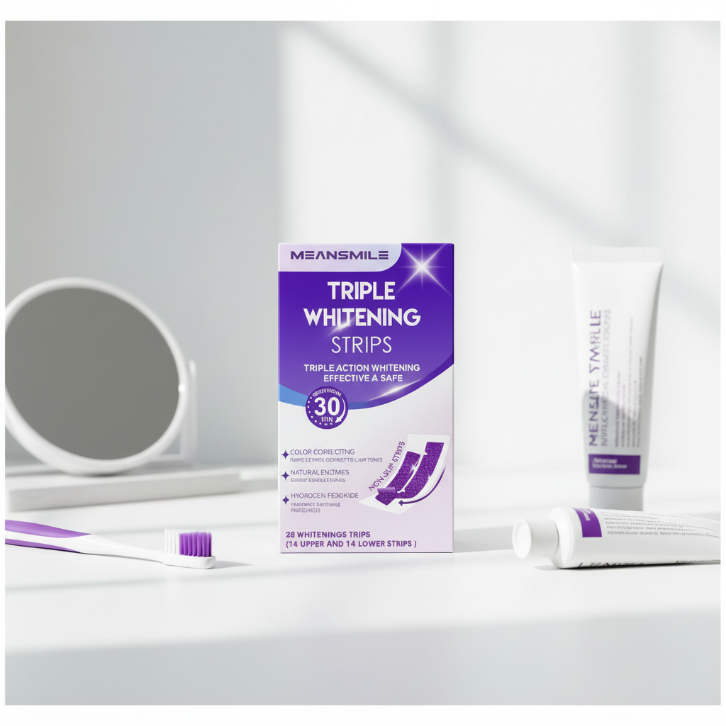 Purple Violet Teeth Whitening14/28 Strips Instant Color Cleaner for Yellow Teeth Peroxide Free Enamel Safe Whitening for Smokers