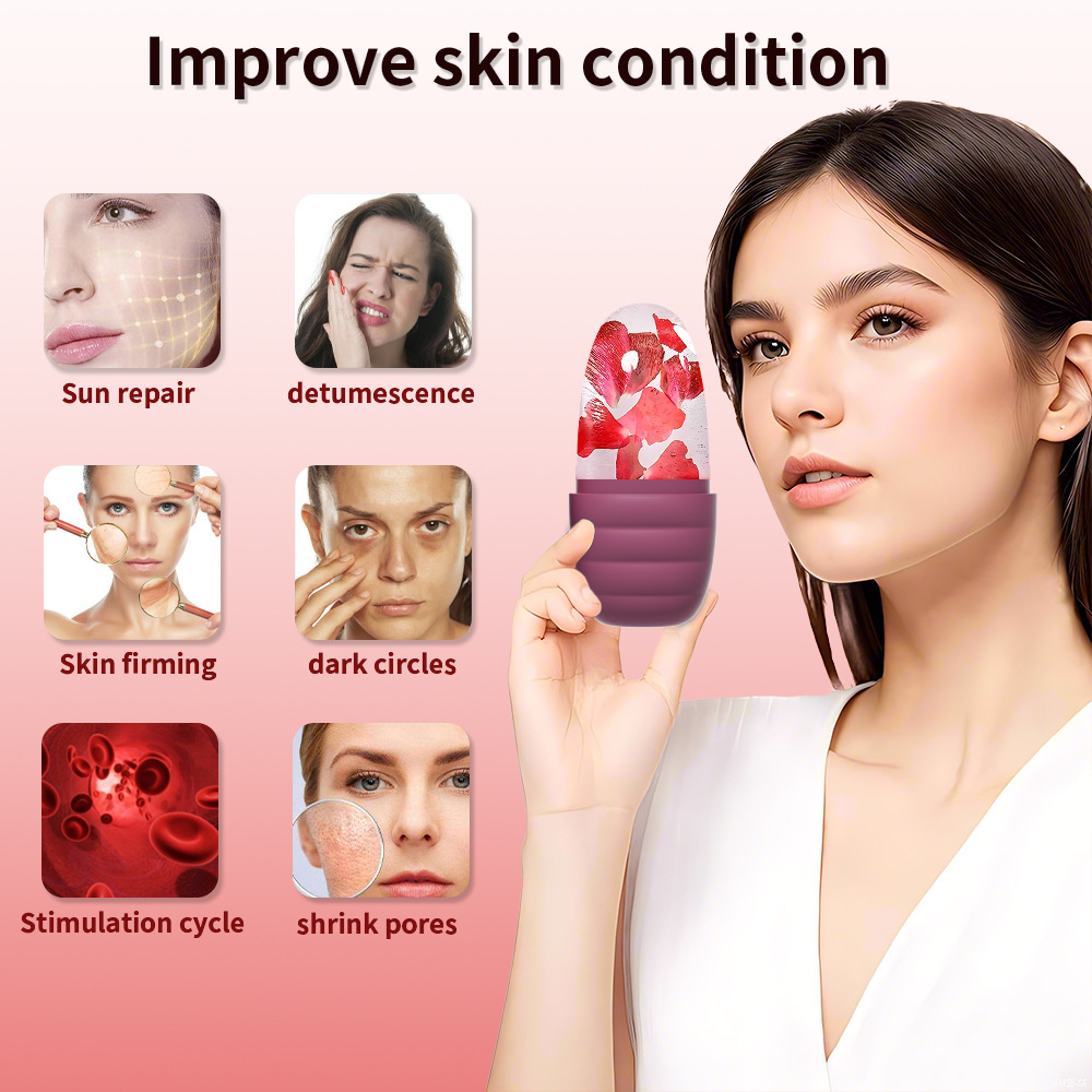 Wholesale Silicone Beauty Ice Mould Facial Rollers Cube Ice Roller for Face and Eye Neck Skin Care Tolls Reusable Ice Mold