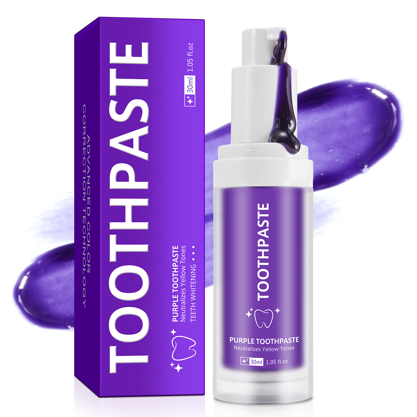 Wholesale Hot Sale 30ml Purple Foam Remove Stains Dental Colour Corrector Teeth Whitening Toothpaste