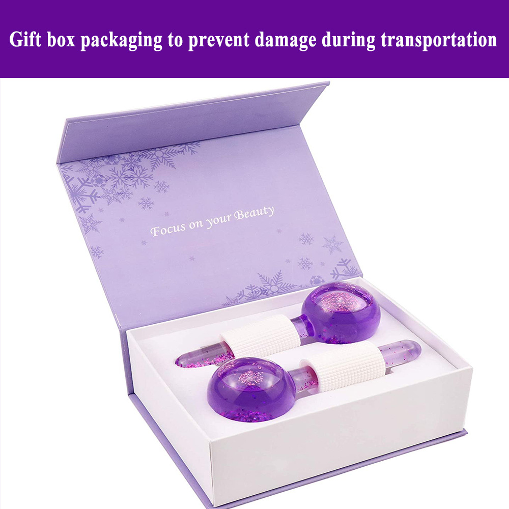 Factory Price Glass Material Glitter Cold Globes Stainless Steel Ice Globes Cooling Facial Ice Roller for Eye Face Body