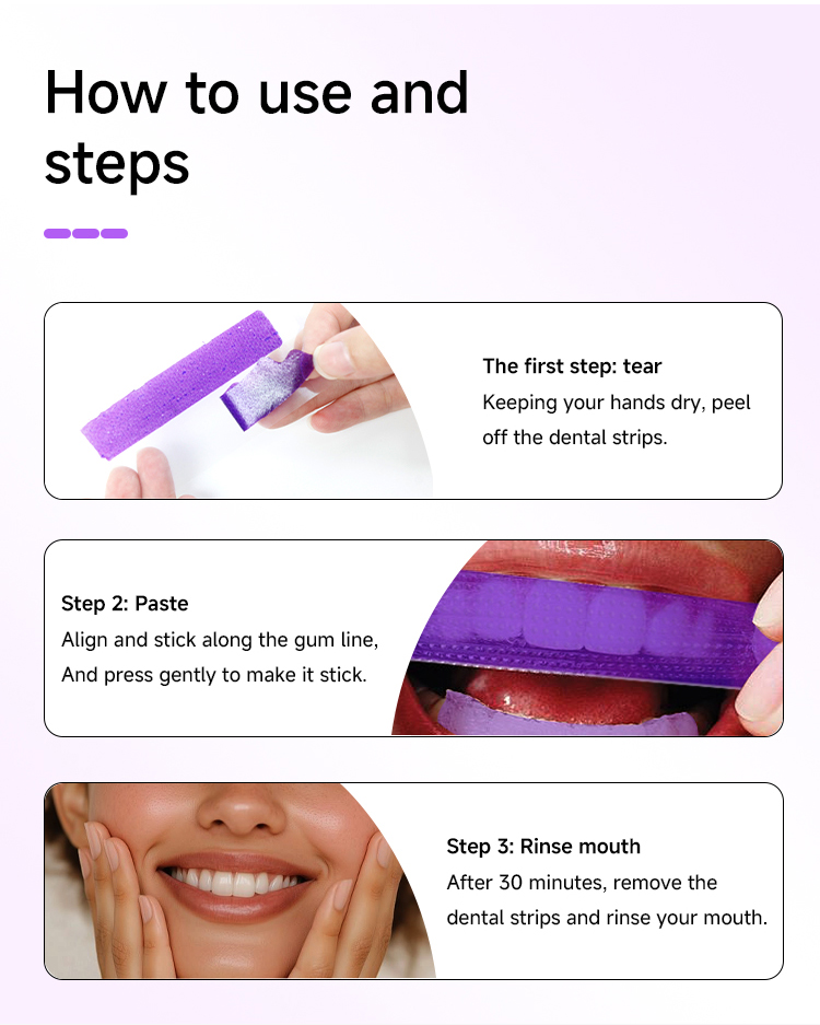 V34 Purple Teeth Whitening Color Correction Instant Brightening Whiten Strips 7 14 Treatment