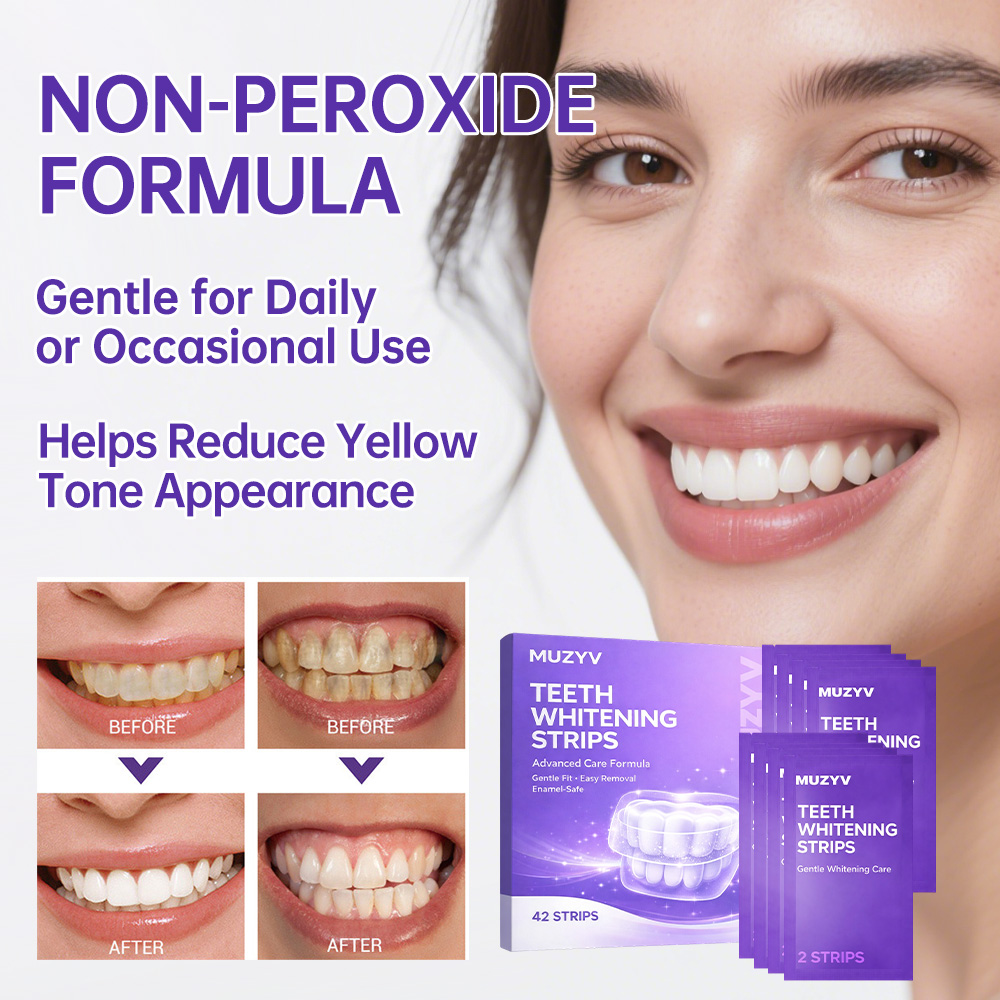 Purple Color-Correcting Teeth Brightening Strips Non-Peroxide Formula Gentle Daily Use OEM ODM