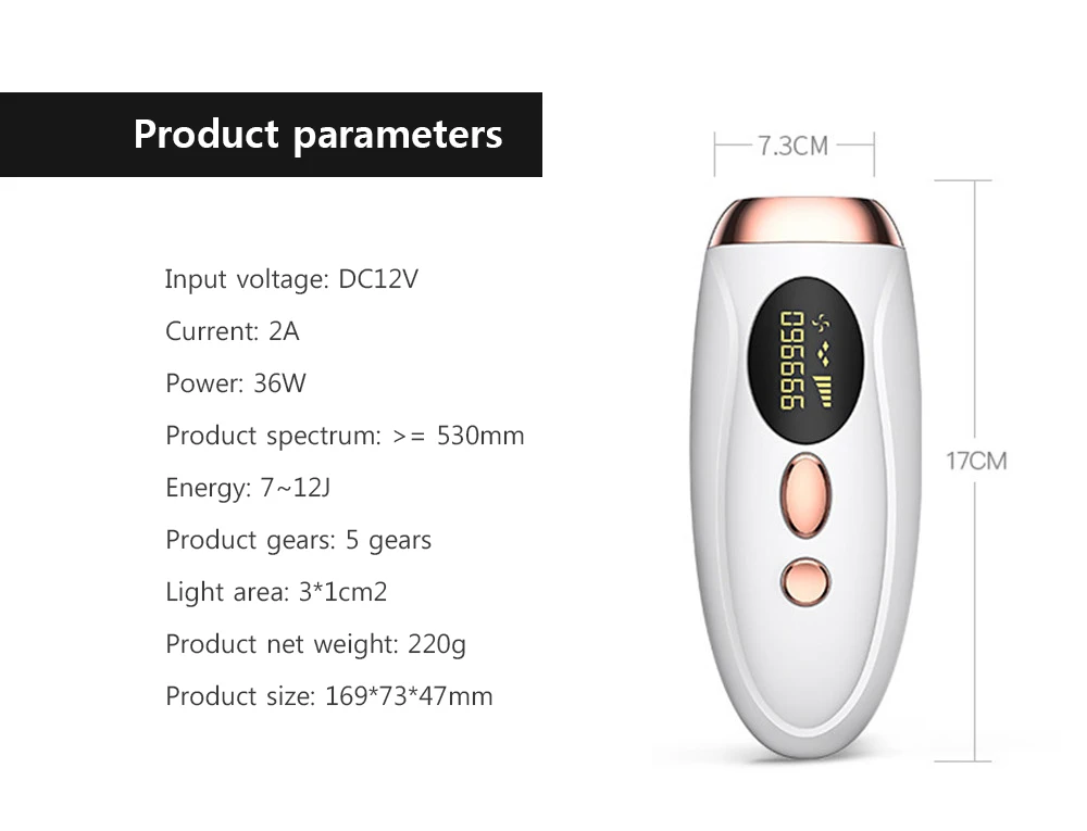 Household IPL Hair Removal Epilator Handset Machine With English Display Portable IPL Laser Machine Permanent Hair Remover