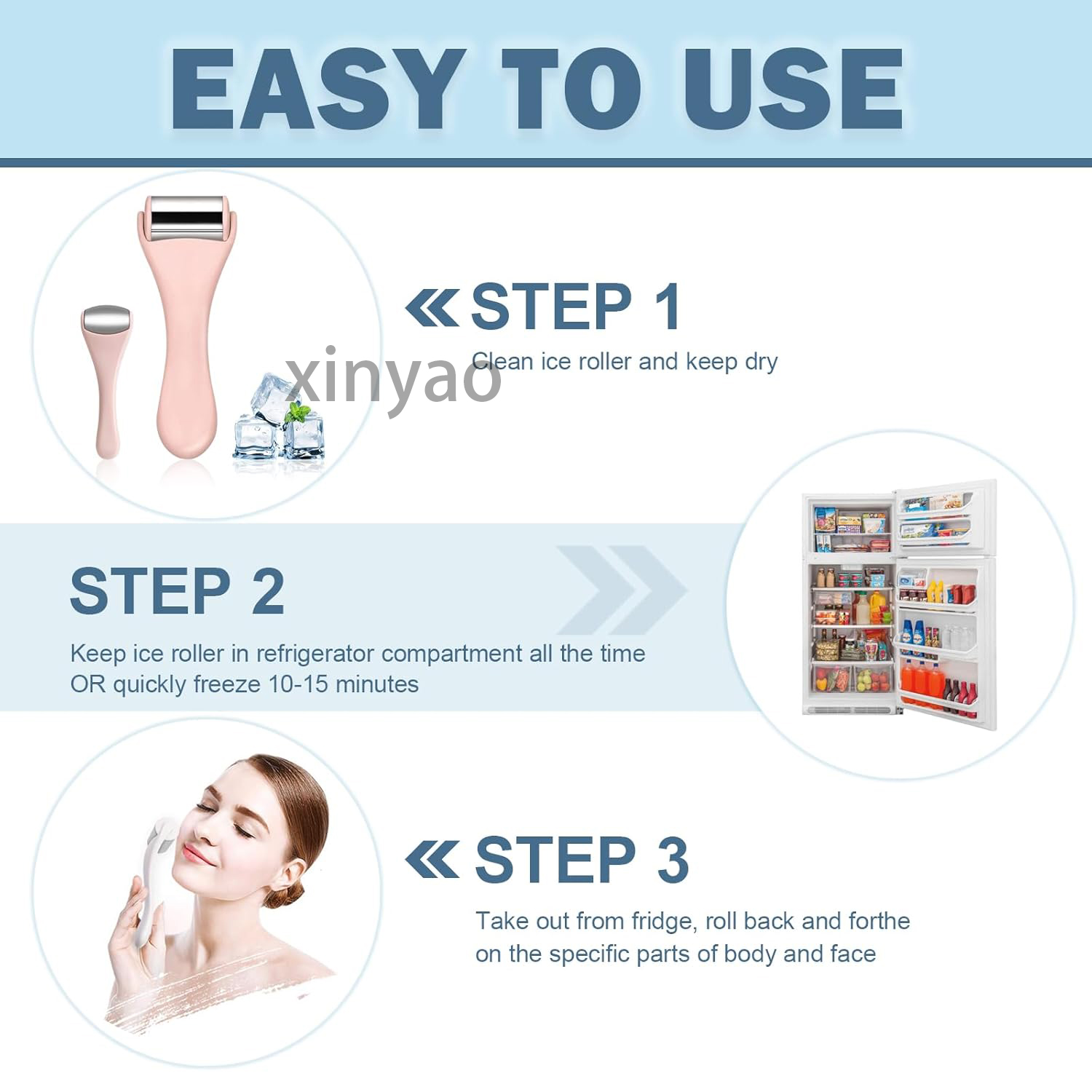 Custom Logo Stainless Steel Face Ice Roller for Cooling Facial Skin Care Orthotic Reduce Puffiness Headaches Irritation Relief