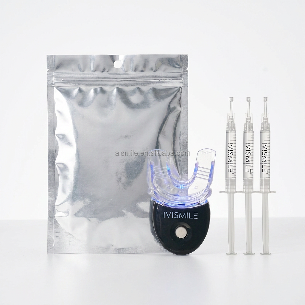 Wholesale Teeth Whitening Gel Ingredient Blue-red Ray Light Battery Teeth Whitening Led Kit with Aluminum Film Bag Package