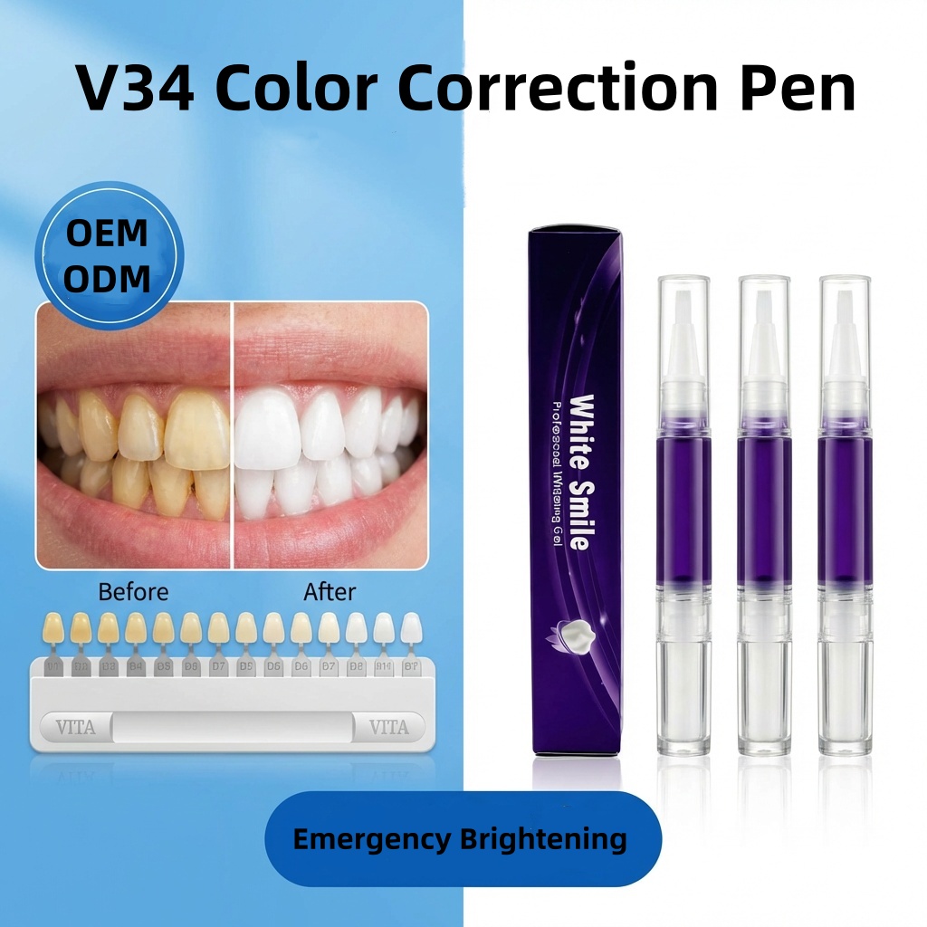 Purple Teeth Whitening Pen V34 Instant Color Correction No Sensitivity PAP Teeth Whitening Factory