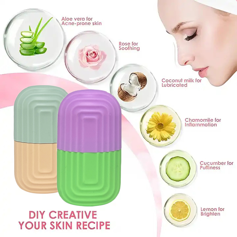 Face Skin Care Facial Ice Mold Cold Therapy Silicone Cooling Facial Massage Ice Roller for Eye Face Body