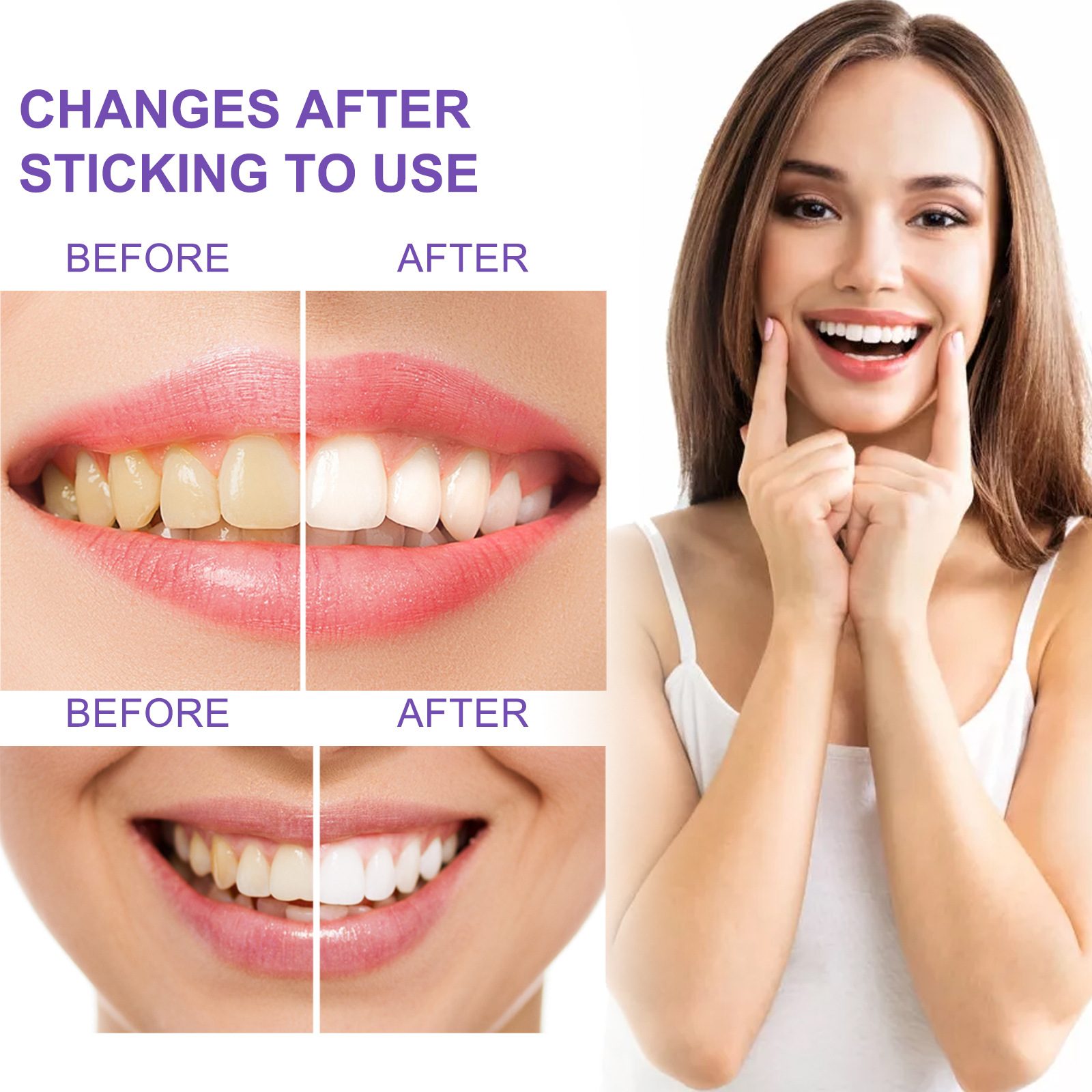 OEM ODM EELHOE V34 Purple Corrector Teeth Whitening Toothpaste 60g Tube Natural Mint Scent Tooth Paste for Yellow Teeth