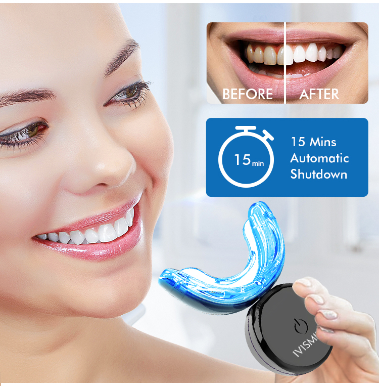 IVISMILE Custom Wireless Home Use Dental Bleaching 32 Leds Blue Light Teeth Whitening Kit Private Label with FDA Approval