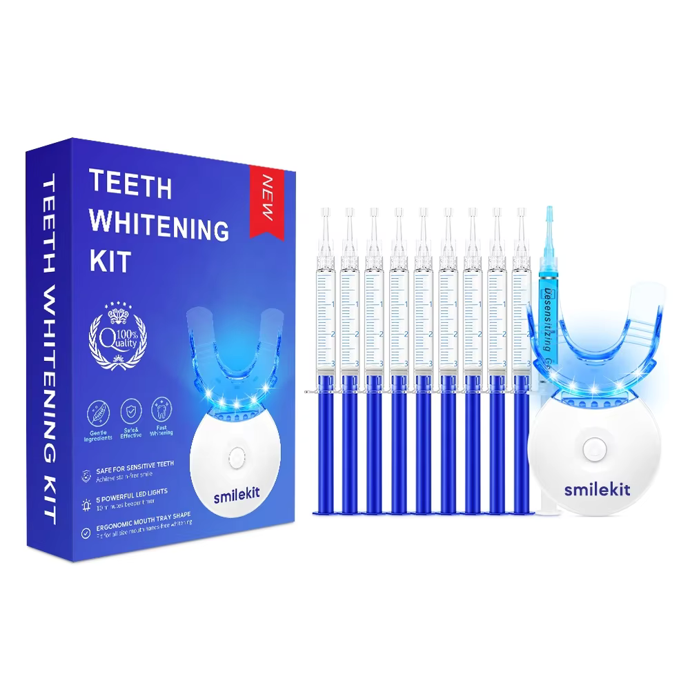 OEM Customised LED Light Teeth Whitening Kit with Pap Ingredients Whitening Gel for Home Use Private Logo