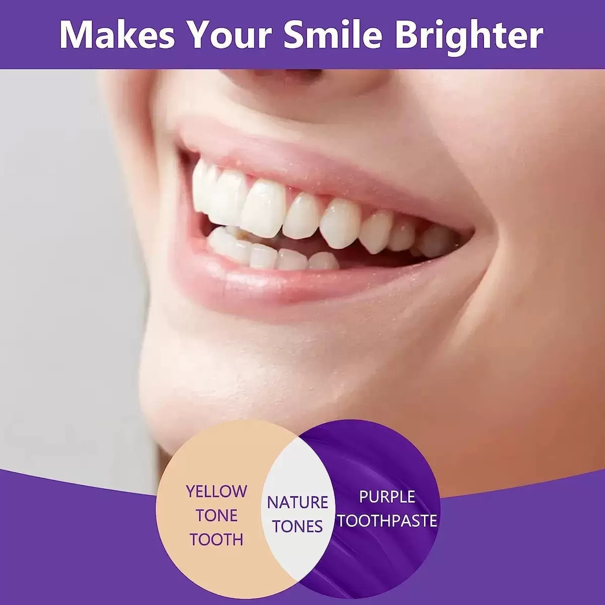 Custom OEM Herbal Purple Teeth Whitening Colour Corrector Foam Toothpaste Peroxide-Free Sensitive Friendly Home Private Label