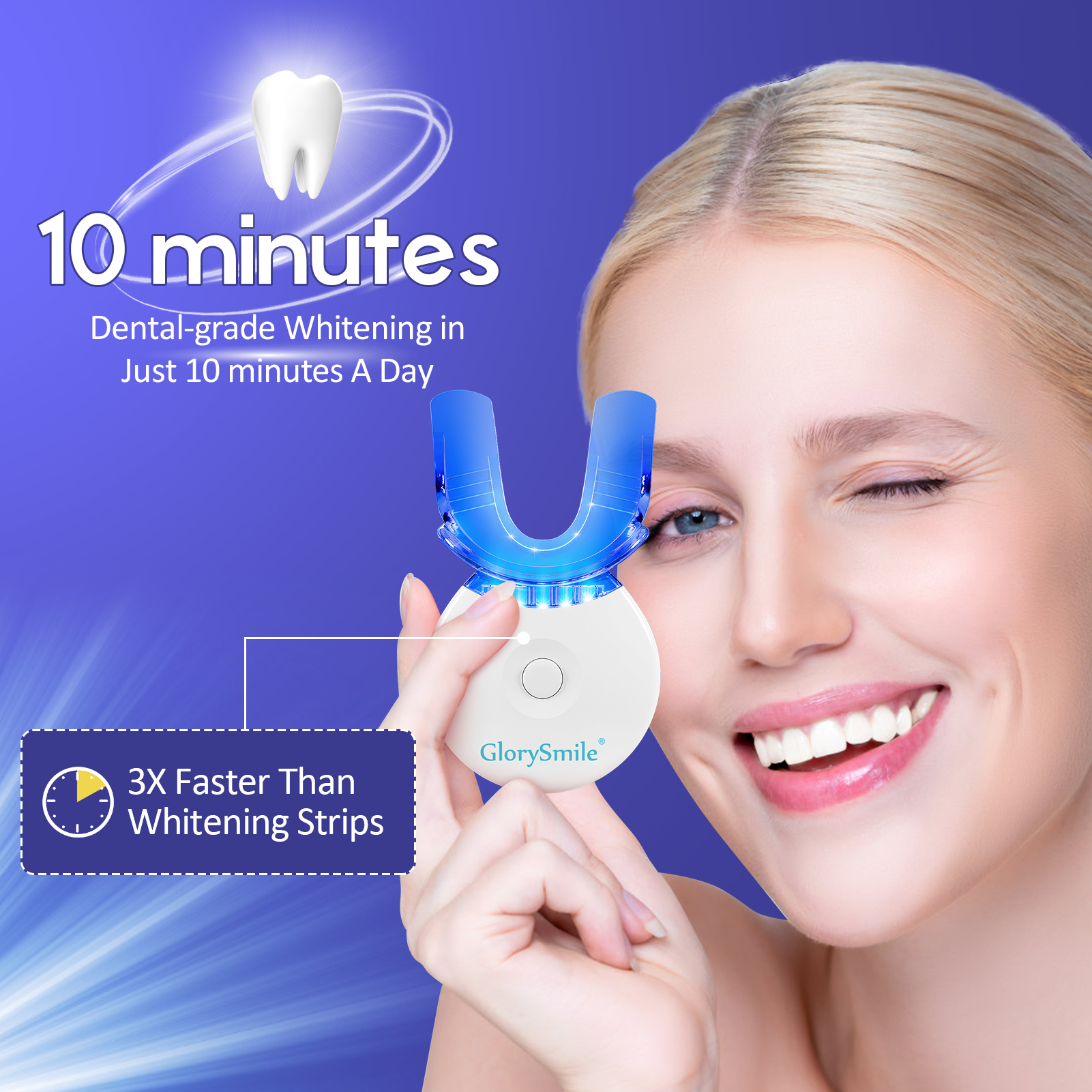 Dental Grade Home Use Teeth Whitening System 5 LED Blue Ray With Timer Device PAP Gel Fills Syringe Bleaching Kit
